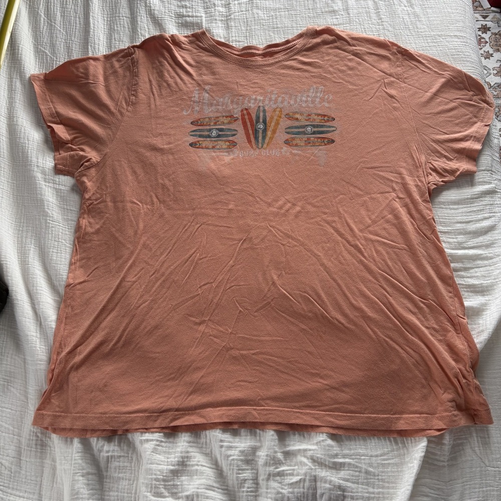 Margaritaville T Shirt Surf Club Graphic Cotton Orange Crew Neck Beach XXL